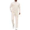 image:imageCOOFANDY Mens Tracksuits 2 Piece Athletic Sweatsuit Quarter Zip PulloverCream