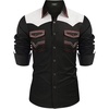 image:imageCOOFANDY Mens Western Cowboy Shirt Embroidered Long Sleeve Slim Fit Casual Cotton Button Down Hippie Shirts with PocketsBlack  White