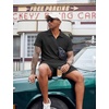 image:imageCOOFANDY Mens 2 Pieces Outfits Quarter Zip Polo Shirt and Shorts Set Casual Summer TracksuitBlack