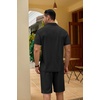 image:imageCOOFANDY Mens 2 Pieces Outfits Quarter Zip Polo Shirt and Shorts Set Casual Summer TracksuitBlack