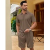image:imageCOOFANDY Mens 2 Pieces Outfits Quarter Zip Polo Shirt and Shorts Set Casual Summer TracksuitBrown