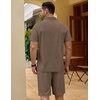 image:imageCOOFANDY Mens 2 Pieces Outfits Quarter Zip Polo Shirt and Shorts Set Casual Summer TracksuitBrown