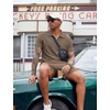 image:imageCOOFANDY Mens 2 Pieces Outfits Quarter Zip Polo Shirt and Shorts Set Casual Summer TracksuitBrown