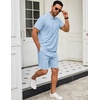 image:imageCOOFANDY Mens 2 Pieces Outfits Quarter Zip Polo Shirt and Shorts Set Casual Summer TracksuitLight Blue