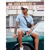 image:imageCOOFANDY Mens 2 Pieces Outfits Quarter Zip Polo Shirt and Shorts Set Casual Summer TracksuitLight Blue