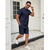 image:imageCOOFANDY Mens 2 Pieces Outfits Quarter Zip Polo Shirt and Shorts Set Casual Summer TracksuitNavy Blue