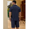 image:imageCOOFANDY Mens 2 Pieces Outfits Quarter Zip Polo Shirt and Shorts Set Casual Summer TracksuitNavy Blue