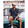 image:imageCOOFANDY Mens 2 Pieces Outfits Quarter Zip Polo Shirt and Shorts Set Casual Summer TracksuitNavy Blue