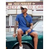 image:imageCOOFANDY Mens 2 Pieces Outfits Quarter Zip Polo Shirt and Shorts Set Casual Summer TracksuitRoyal Blue