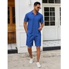 image:imageCOOFANDY Mens 2 Pieces Outfits Quarter Zip Polo Shirt and Shorts Set Casual Summer TracksuitRoyal Blue