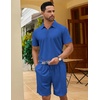 image:imageCOOFANDY Mens 2 Pieces Outfits Quarter Zip Polo Shirt and Shorts Set Casual Summer TracksuitRoyal Blue