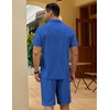 image:imageCOOFANDY Mens 2 Pieces Outfits Quarter Zip Polo Shirt and Shorts Set Casual Summer TracksuitRoyal Blue
