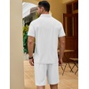image:imageCOOFANDY Mens 2 Pieces Outfits Quarter Zip Polo Shirt and Shorts Set Casual Summer TracksuitWhite