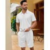 image:imageCOOFANDY Mens 2 Pieces Outfits Quarter Zip Polo Shirt and Shorts Set Casual Summer TracksuitWhite