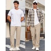 image:imageCOOFANDY Mens Casual Chino Pants Relaxed Fit Drawstring Elastic Waist Lightweight Pant Twill Pleated TrousersLight Khaki