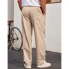 image:imageCOOFANDY Mens Casual Chino Pants Relaxed Fit Drawstring Elastic Waist Lightweight Pant Twill Pleated TrousersLight Khaki