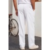 image:imageCOOFANDY Mens Casual Chino Pants Relaxed Fit Drawstring Elastic Waist Lightweight Pant Twill Pleated TrousersWhite