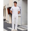 image:imageCOOFANDY Mens Casual Chino Pants Relaxed Fit Drawstring Elastic Waist Lightweight Pant Twill Pleated TrousersWhite