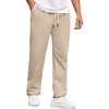 image:imageCOOFANDY Mens Casual Chino Pants Relaxed Fit Drawstring Elastic Waist Lightweight Pant Twill Pleated TrousersLight Khaki