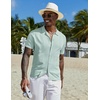 image:imageCOOFANDY Men Casual Button Down Shirts Short Sleeve Summer Beach Shirt Fashion Camp TopsGreen