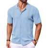 image:imageCOOFANDY Men Casual Button Down Shirts Short Sleeve Summer Beach Shirt Fashion Camp TopsLight Blue