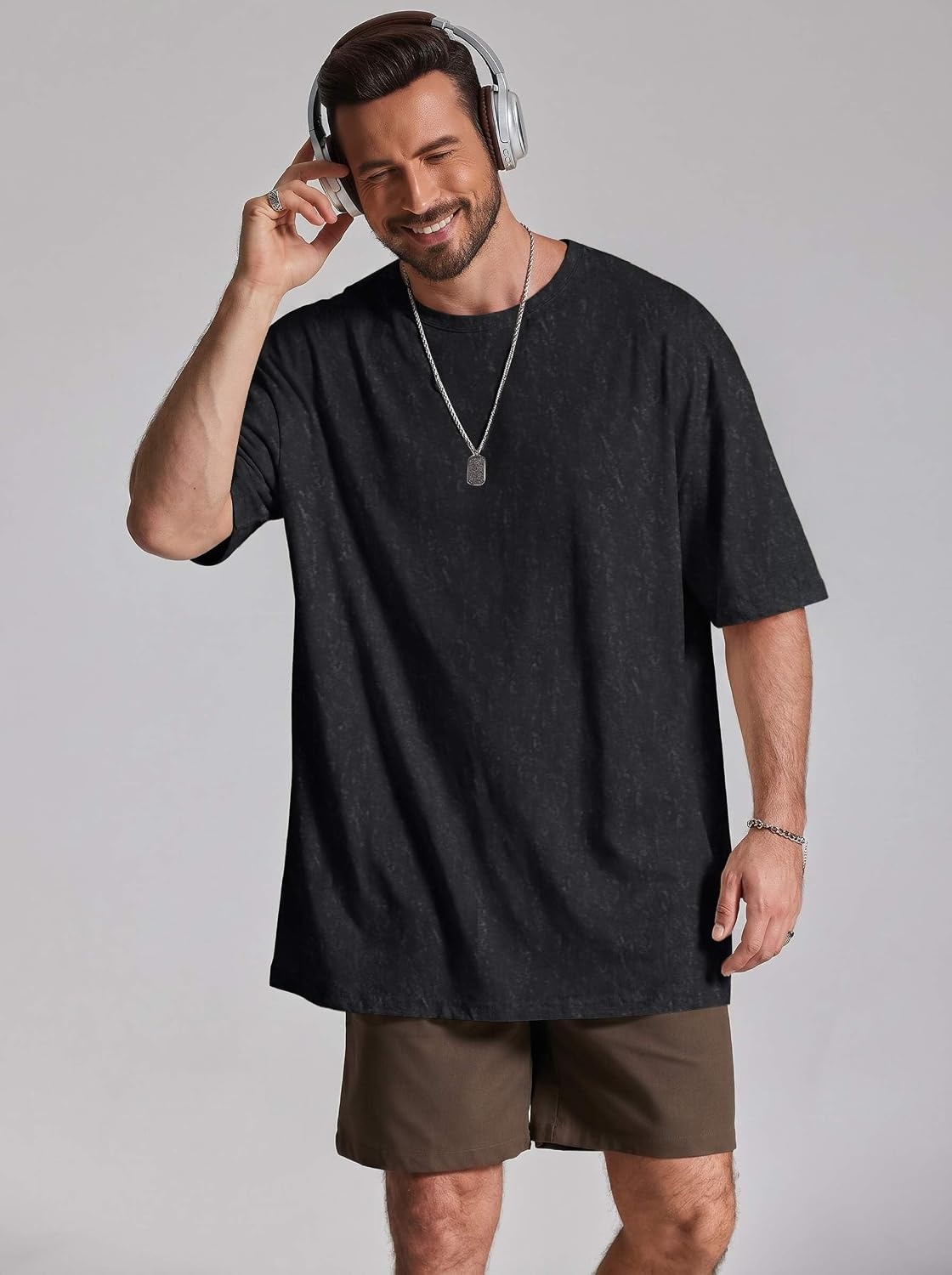 image:imageCOOFANDY Mens Oversized T Shirt Loose Fit Vintage Washed Tee Casual Streetwear Unisex Short Sleeve Heavy Cotton TopBlack