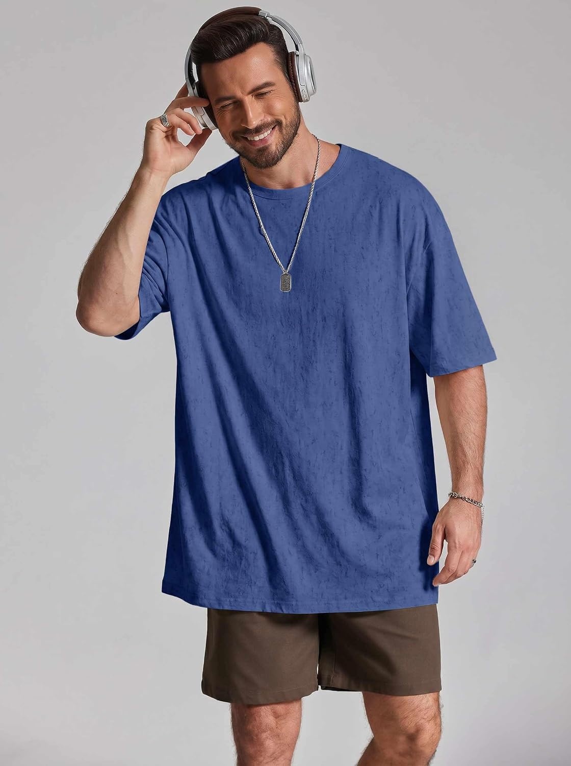 image:imageCOOFANDY Mens Oversized T Shirt Loose Fit Vintage Washed Tee Casual Streetwear Unisex Short Sleeve Heavy Cotton TopNavy Blue
