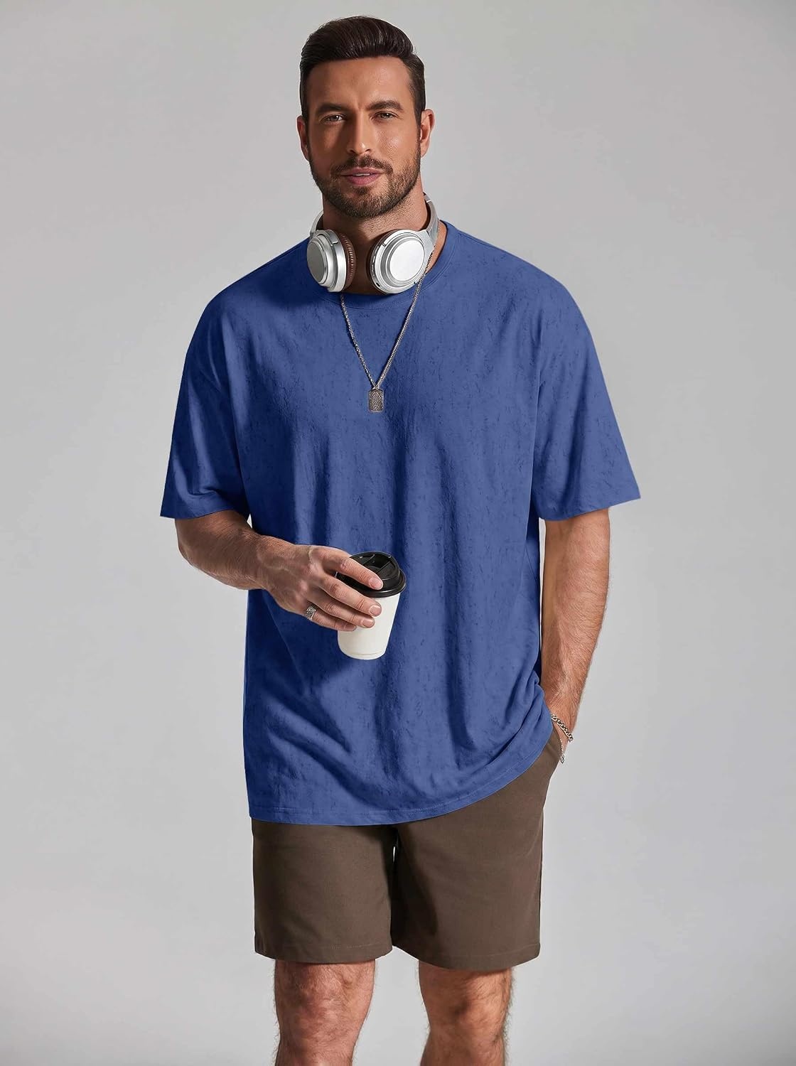 image:imageCOOFANDY Mens Oversized T Shirt Loose Fit Vintage Washed Tee Casual Streetwear Unisex Short Sleeve Heavy Cotton TopNavy Blue