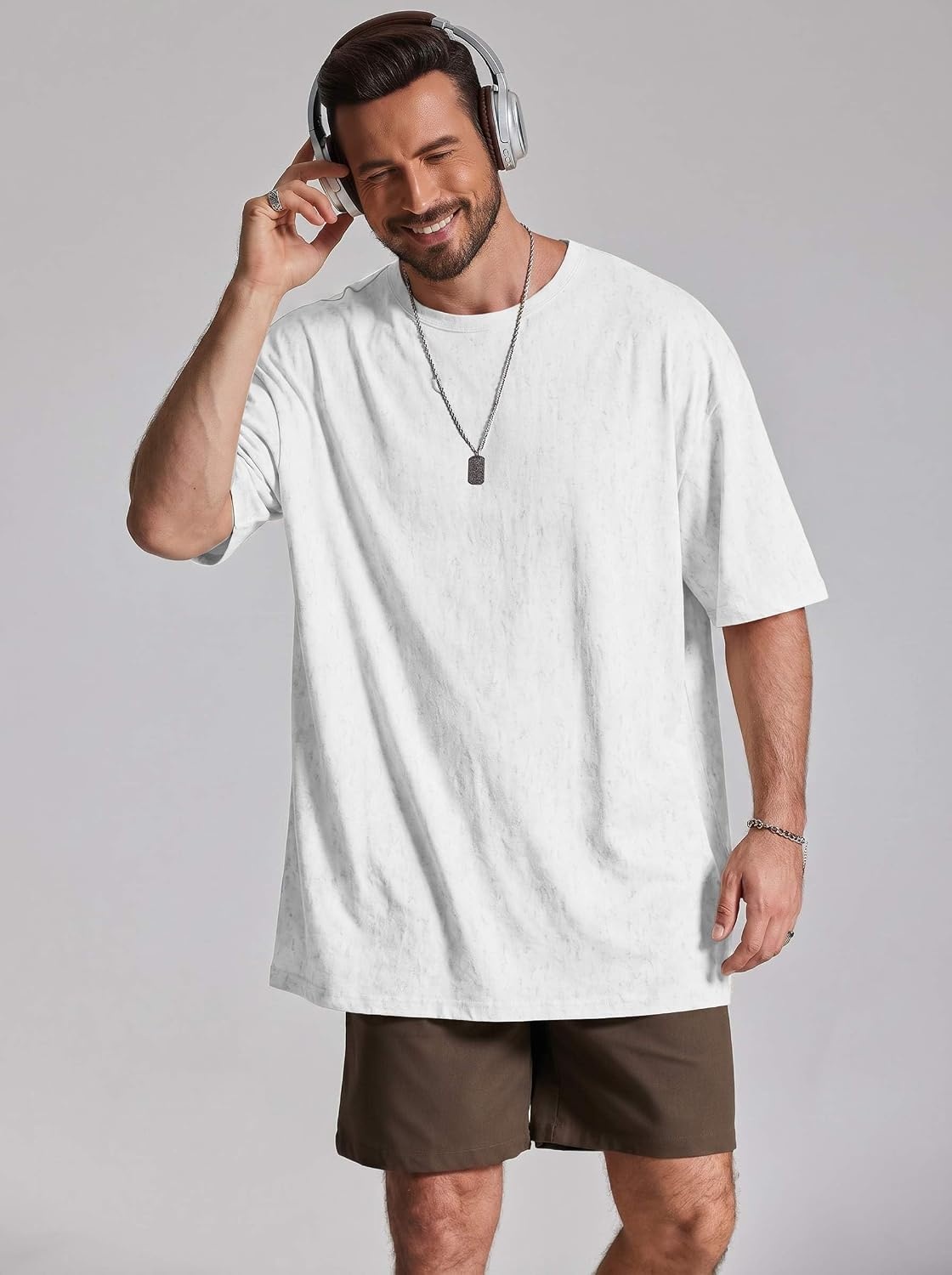 image:imageCOOFANDY Mens Oversized T Shirt Loose Fit Vintage Washed Tee Casual Streetwear Unisex Short Sleeve Heavy Cotton TopWhite