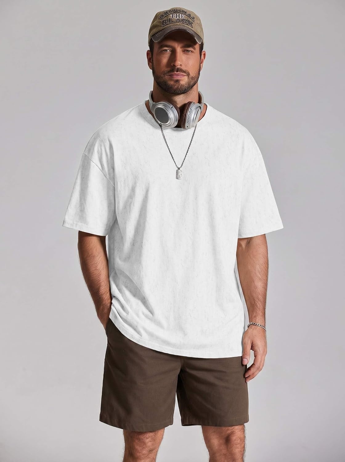 image:imageCOOFANDY Mens Oversized T Shirt Loose Fit Vintage Washed Tee Casual Streetwear Unisex Short Sleeve Heavy Cotton TopWhite