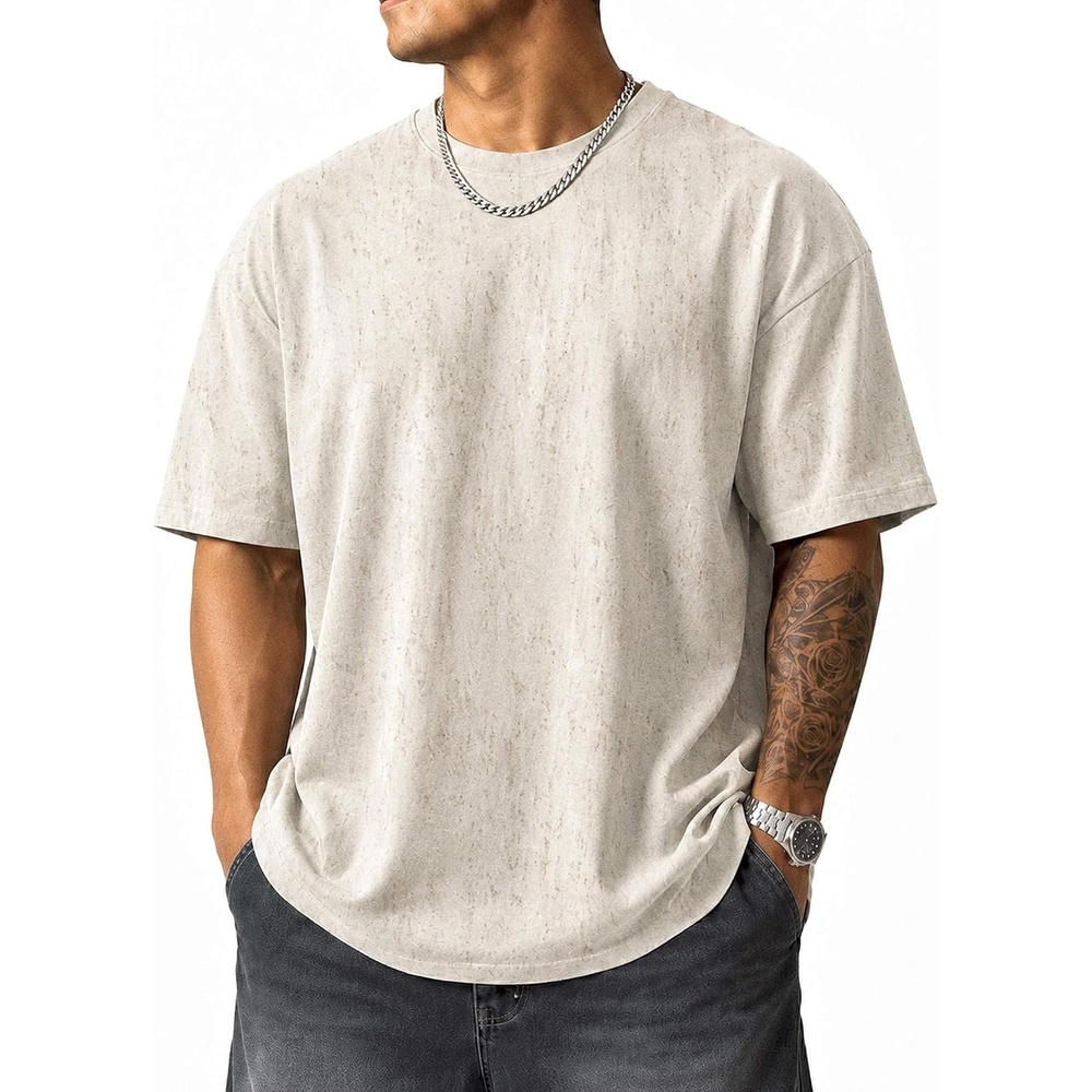 image:imageCOOFANDY Mens Oversized T Shirt Loose Fit Vintage Washed Tee Casual Streetwear Unisex Short Sleeve Heavy Cotton TopBeige