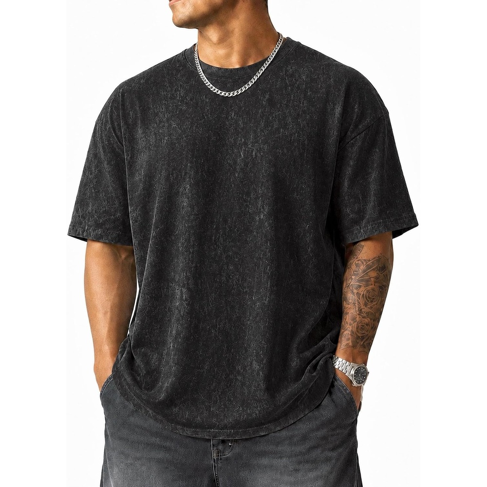 image:imageCOOFANDY Mens Oversized T Shirt Loose Fit Vintage Washed Tee Casual Streetwear Unisex Short Sleeve Heavy Cotton TopBlack