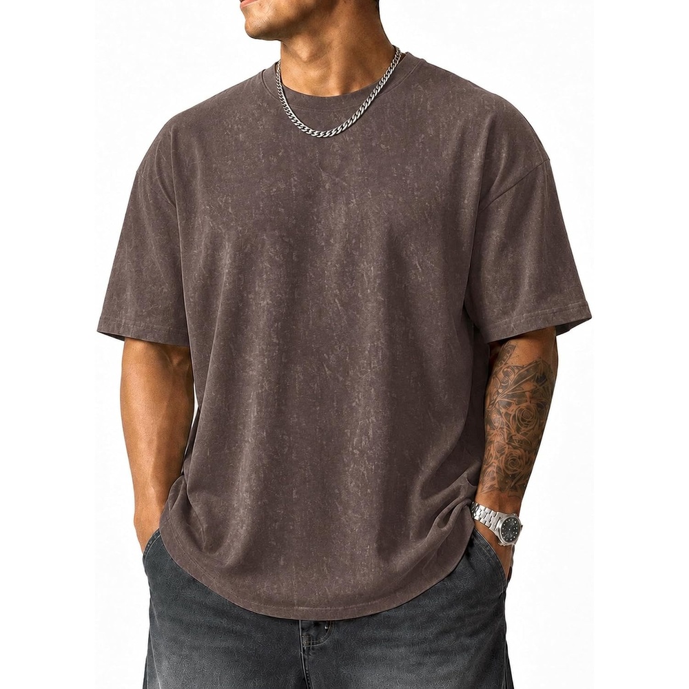 image:imageCOOFANDY Mens Oversized T Shirt Loose Fit Vintage Washed Tee Casual Streetwear Unisex Short Sleeve Heavy Cotton TopBrown