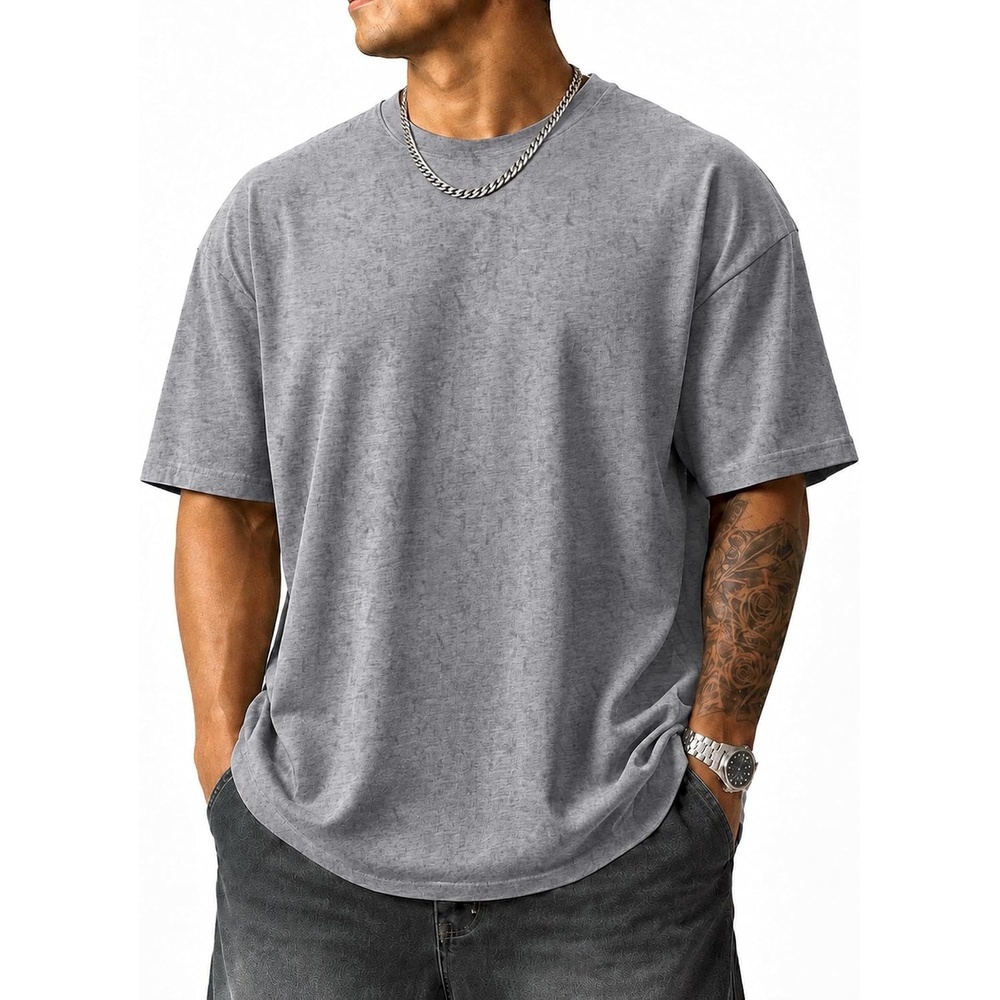 image:imageCOOFANDY Mens Oversized T Shirt Loose Fit Vintage Washed Tee Casual Streetwear Unisex Short Sleeve Heavy Cotton TopLight Grey