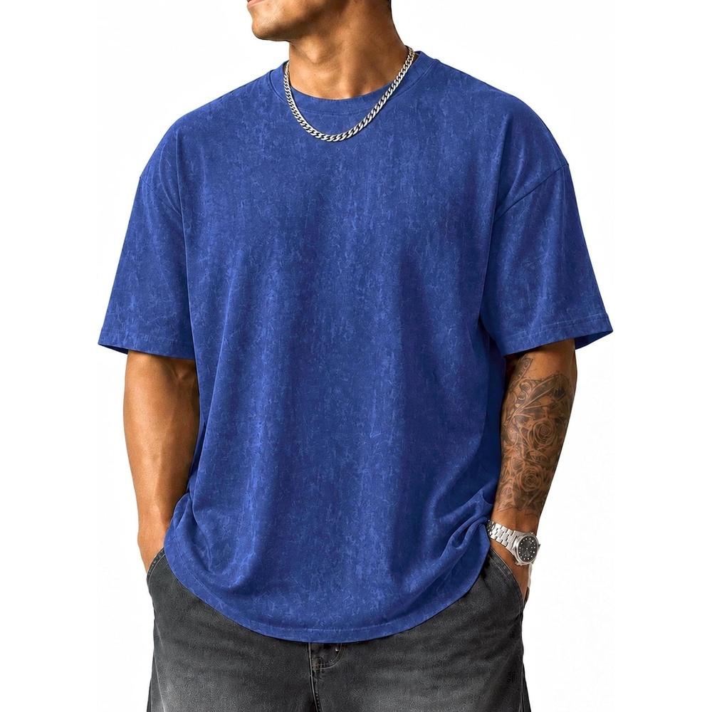 image:imageCOOFANDY Mens Oversized T Shirt Loose Fit Vintage Washed Tee Casual Streetwear Unisex Short Sleeve Heavy Cotton TopNavy Blue