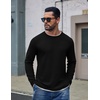image:imageCOOFANDY Long Sleeve T Shirt Men Casual Shirts Tee Shirts Black Tees for Men Cotton Waffle Pullover