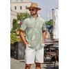 image:imageCOOFANDY Mens 2 Piece Cotton Linen Sets Summer Beach Outfits Casual Short Sleeve Henley Shirts and Vacation ShortsGreen Floral ShirtWhite Shorts