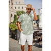 image:imageCOOFANDY Mens 2 Piece Cotton Linen Sets Summer Beach Outfits Casual Short Sleeve Henley Shirts and Vacation ShortsGreen Floral ShirtWhite Shorts