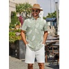 image:imageCOOFANDY Mens 2 Piece Cotton Linen Sets Summer Beach Outfits Casual Short Sleeve Henley Shirts and Vacation ShortsGreen Floral ShirtWhite Shorts
