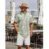 image:imageCOOFANDY Mens 2 Piece Cotton Linen Sets Summer Beach Outfits Casual Short Sleeve Henley Shirts and Vacation ShortsGreen Floral ShirtWhite Shorts