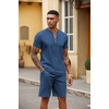 image:imageCOOFANDY Mens 2 Piece Set Short Sleeve Polo Shirt and Shorts Summer SuitsBlue