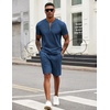 image:imageCOOFANDY Mens 2 Piece Set Short Sleeve Polo Shirt and Shorts Summer SuitsBlue