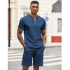 image:imageCOOFANDY Mens 2 Piece Set Short Sleeve Polo Shirt and Shorts Summer SuitsBlue