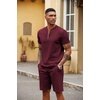 image:imageCOOFANDY Mens 2 Piece Set Short Sleeve Polo Shirt and Shorts Summer SuitsDate Red
