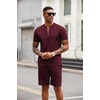 image:imageCOOFANDY Mens 2 Piece Set Short Sleeve Polo Shirt and Shorts Summer SuitsDate Red