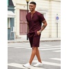 image:imageCOOFANDY Mens 2 Piece Set Short Sleeve Polo Shirt and Shorts Summer SuitsDate Red