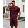 image:imageCOOFANDY Mens 2 Piece Set Short Sleeve Polo Shirt and Shorts Summer SuitsDate Red
