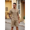 image:imageCOOFANDY Mens 2 Piece Set Short Sleeve Polo Shirt and Shorts Summer SuitsKhaki