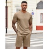 image:imageCOOFANDY Mens 2 Piece Set Short Sleeve Polo Shirt and Shorts Summer SuitsKhaki