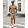 image:imageCOOFANDY Mens 2 Piece Set Short Sleeve Polo Shirt and Shorts Summer SuitsKhaki